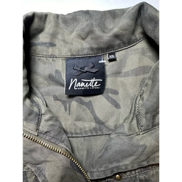 Nanette Lepore Jacket Women’s Size XS Camouflage Green Snaps Zippers Tencel - Picture 5 of 7
